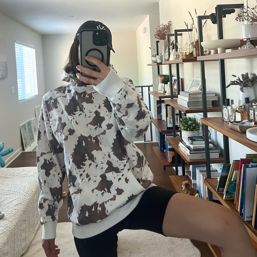 Brown and White Tie-Dye Hoodie